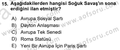 İnsan Hakları ve Demokratikleşme Süreci Dersi 2023 - 2024 Yılı (Vize) Ara Sınav Soruları 15. Soru