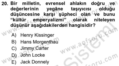 İnsan Hakları ve Demokratikleşme Süreci Dersi 2023 - 2024 Yılı (Vize) Ara Sınav Soruları 20. Soru
