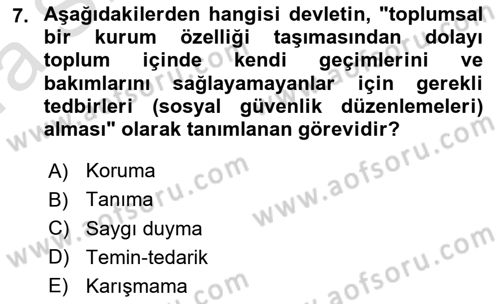 İnsan Hakları ve Demokratikleşme Süreci Dersi 2023 - 2024 Yılı (Vize) Ara Sınav Soruları 7. Soru