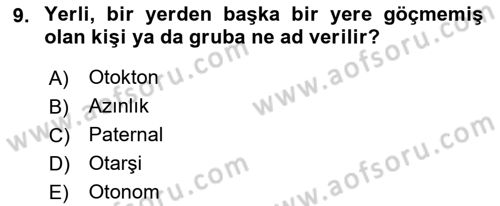 İnsan Hakları ve Demokratikleşme Süreci Dersi 2023 - 2024 Yılı (Vize) Ara Sınav Soruları 9. Soru