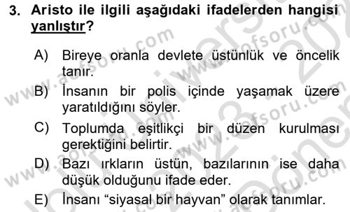 İnsan Hakları ve Demokratikleşme Süreci Dersi 2023 - 2024 Yılı (Final) Dönem Sonu Sınav Soruları 3. Soru