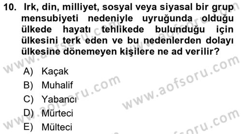 İnsan Hakları ve Demokratikleşme Süreci Dersi 2023 - 2024 Yılı Yaz Okulu Sınav Soruları 10. Soru