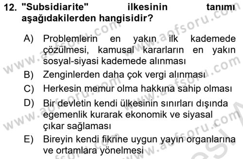 İnsan Hakları ve Demokratikleşme Süreci Dersi 2023 - 2024 Yılı Yaz Okulu Sınav Soruları 12. Soru