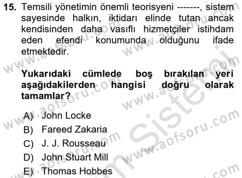 İnsan Hakları ve Demokratikleşme Süreci Dersi 2023 - 2024 Yılı Yaz Okulu Sınav Soruları 15. Soru