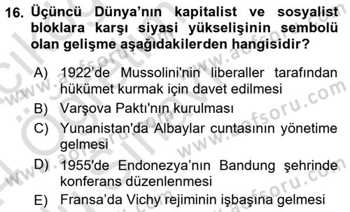 İnsan Hakları ve Demokratikleşme Süreci Dersi 2023 - 2024 Yılı Yaz Okulu Sınav Soruları 16. Soru