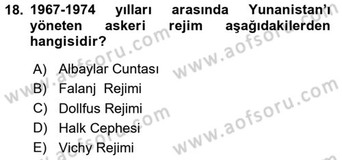 İnsan Hakları ve Demokratikleşme Süreci Dersi 2023 - 2024 Yılı Yaz Okulu Sınav Soruları 18. Soru