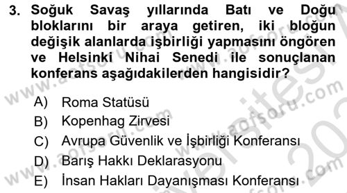 İnsan Hakları ve Demokratikleşme Süreci Dersi 2023 - 2024 Yılı Yaz Okulu Sınav Soruları 3. Soru