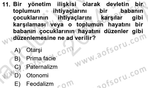 İnsan Hakları ve Demokratikleşme Süreci Dersi 2024 - 2025 Yılı (Vize) Ara Sınav Soruları 11. Soru