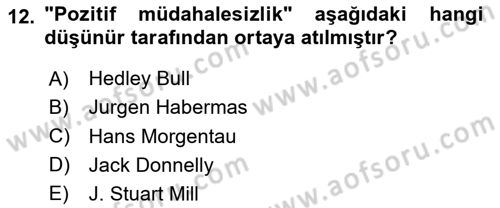 İnsan Hakları ve Demokratikleşme Süreci Dersi 2024 - 2025 Yılı (Vize) Ara Sınav Soruları 12. Soru