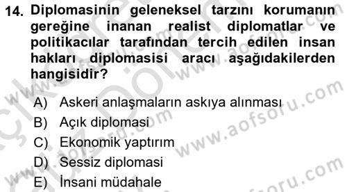 İnsan Hakları ve Demokratikleşme Süreci Dersi 2024 - 2025 Yılı (Vize) Ara Sınav Soruları 14. Soru