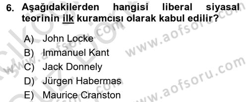İnsan Hakları ve Demokratikleşme Süreci Dersi 2024 - 2025 Yılı (Vize) Ara Sınav Soruları 6. Soru