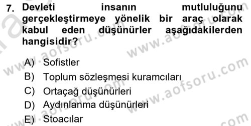 İnsan Hakları ve Demokratikleşme Süreci Dersi 2024 - 2025 Yılı (Vize) Ara Sınav Soruları 7. Soru