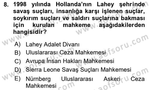 İnsan Hakları ve Demokratikleşme Süreci Dersi 2024 - 2025 Yılı (Vize) Ara Sınav Soruları 8. Soru
