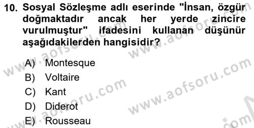 İnsan Hakları ve Demokratikleşme Süreci Dersi 2024 - 2025 Yılı (Final) Dönem Sonu Sınav Soruları 10. Soru