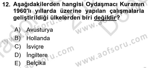İnsan Hakları ve Demokratikleşme Süreci Dersi 2024 - 2025 Yılı (Final) Dönem Sonu Sınav Soruları 12. Soru