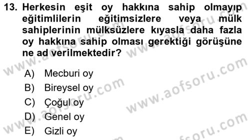 İnsan Hakları ve Demokratikleşme Süreci Dersi 2024 - 2025 Yılı (Final) Dönem Sonu Sınav Soruları 13. Soru