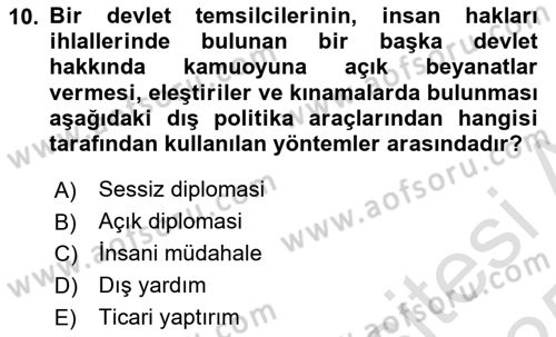 İnsan Hakları ve Demokratikleşme Süreci Dersi 2024 - 2025 Yılı Yaz Okulu Sınav Soruları 10. Soru