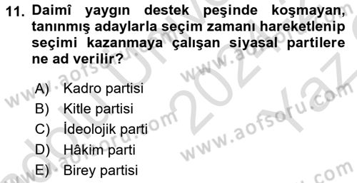 İnsan Hakları ve Demokratikleşme Süreci Dersi 2024 - 2025 Yılı Yaz Okulu Sınav Soruları 11. Soru