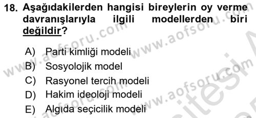 İnsan Hakları ve Demokratikleşme Süreci Dersi 2024 - 2025 Yılı Yaz Okulu Sınav Soruları 18. Soru