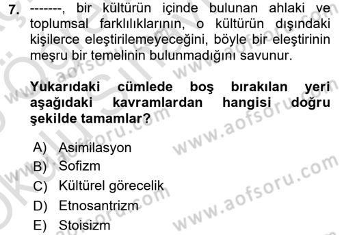 İnsan Hakları ve Demokratikleşme Süreci Dersi 2024 - 2025 Yılı Yaz Okulu Sınav Soruları 7. Soru