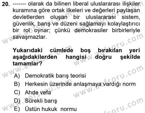 İnsan Hakları ve Demokratikleşme Süreci Dersi 2025 - 2026 Yılı (Vize) Ara Sınav Soruları 20. Soru