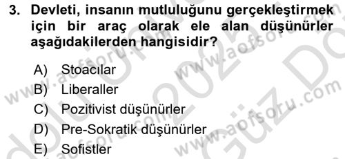 İnsan Hakları ve Demokratikleşme Süreci Dersi 2025 - 2026 Yılı (Vize) Ara Sınav Soruları 3. Soru