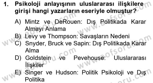 Diş Politika Analizi Dersi 2012 - 2013 Yılı (Vize) Ara Sınav Soruları 1. Soru