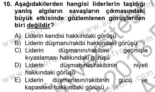 Diş Politika Analizi Dersi 2012 - 2013 Yılı (Vize) Ara Sınav Soruları 10. Soru