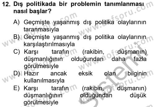 Diş Politika Analizi Dersi 2012 - 2013 Yılı (Vize) Ara Sınav Soruları 12. Soru