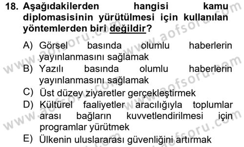 Diş Politika Analizi Dersi 2012 - 2013 Yılı (Vize) Ara Sınav Soruları 18. Soru