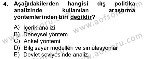 Diş Politika Analizi Dersi 2012 - 2013 Yılı (Vize) Ara Sınav Soruları 4. Soru