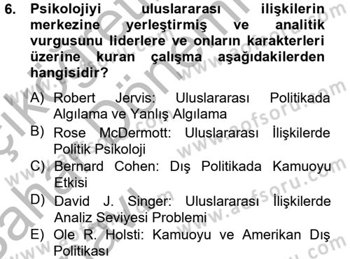 Diş Politika Analizi Dersi 2012 - 2013 Yılı (Vize) Ara Sınav Soruları 6. Soru