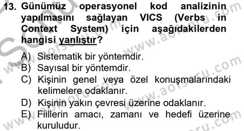 Diş Politika Analizi Dersi 2012 - 2013 Yılı (Final) Dönem Sonu Sınav Soruları 13. Soru
