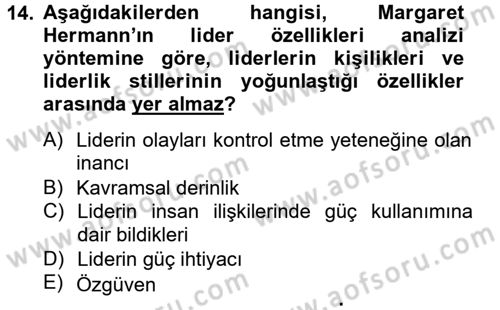 Diş Politika Analizi Dersi 2012 - 2013 Yılı (Final) Dönem Sonu Sınav Soruları 14. Soru