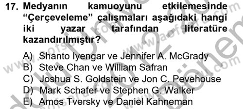 Diş Politika Analizi Dersi 2012 - 2013 Yılı (Final) Dönem Sonu Sınav Soruları 17. Soru