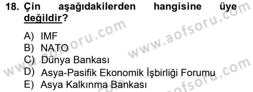 Diş Politika Analizi Dersi 2012 - 2013 Yılı (Final) Dönem Sonu Sınav Soruları 18. Soru