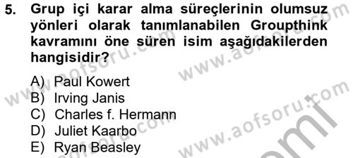 Diş Politika Analizi Dersi 2012 - 2013 Yılı (Final) Dönem Sonu Sınav Soruları 5. Soru