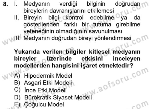 Diş Politika Analizi Dersi 2012 - 2013 Yılı (Final) Dönem Sonu Sınav Soruları 8. Soru