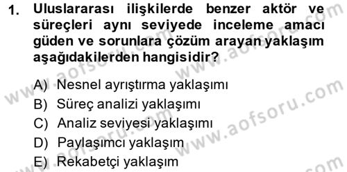 Diş Politika Analizi Dersi 2013 - 2014 Yılı (Vize) Ara Sınav Soruları 1. Soru