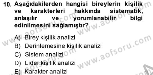 Diş Politika Analizi Dersi 2013 - 2014 Yılı (Vize) Ara Sınav Soruları 10. Soru