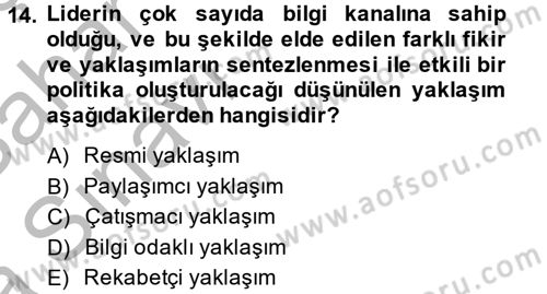 Diş Politika Analizi Dersi 2013 - 2014 Yılı (Vize) Ara Sınav Soruları 14. Soru