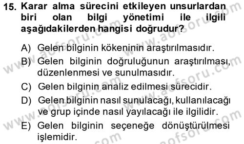 Diş Politika Analizi Dersi 2013 - 2014 Yılı (Vize) Ara Sınav Soruları 15. Soru