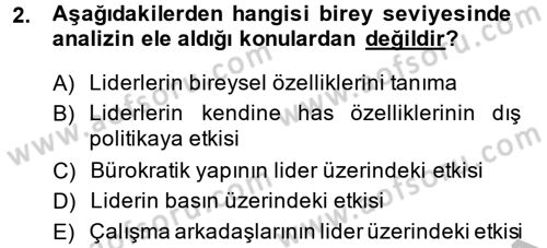 Diş Politika Analizi Dersi 2013 - 2014 Yılı (Vize) Ara Sınav Soruları 2. Soru