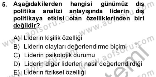 Diş Politika Analizi Dersi 2013 - 2014 Yılı (Vize) Ara Sınav Soruları 5. Soru