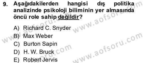 Diş Politika Analizi Dersi 2013 - 2014 Yılı (Vize) Ara Sınav Soruları 9. Soru