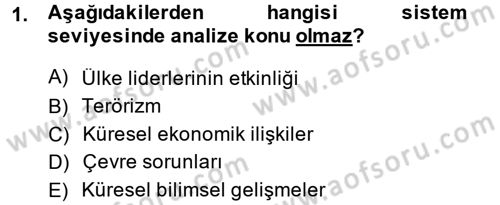 Diş Politika Analizi Dersi 2013 - 2014 Yılı (Final) Dönem Sonu Sınav Soruları 1. Soru