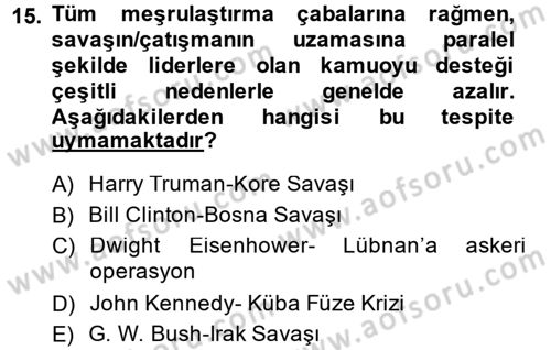 Diş Politika Analizi Dersi 2013 - 2014 Yılı (Final) Dönem Sonu Sınav Soruları 15. Soru