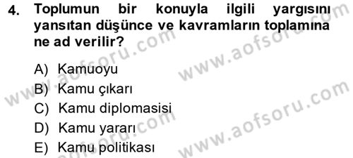 Diş Politika Analizi Dersi 2013 - 2014 Yılı (Final) Dönem Sonu Sınav Soruları 4. Soru
