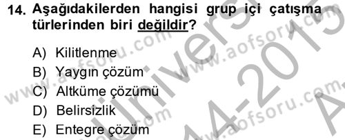 Diş Politika Analizi Dersi 2014 - 2015 Yılı (Vize) Ara Sınavı 14. Soru