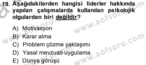 Diş Politika Analizi Dersi 2014 - 2015 Yılı (Vize) Ara Sınavı 19. Soru